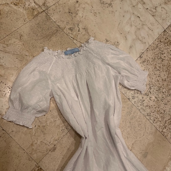 NWOT Hill House The Caroline Nap Dress White Swiss Dot Puff Short Sleeve Midi - Picture 10 of 11